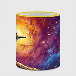 Кружка 3D Дятел в космосе, цвет: 3D-желтый кант — фото 2