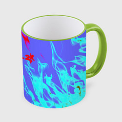 Кружка 3D Portal 2 neon flame steel, цвет: 3D-светло-зеленый кант