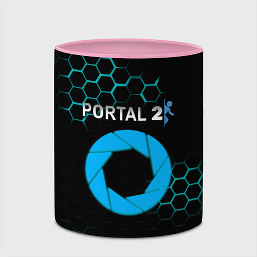 Кружка цветная Portal соты броня / 3D-Белый + розовый – фото 2