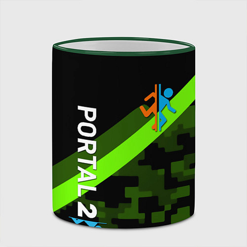 Кружка цветная Portal camo steel geometry / 3D-Зеленый кант – фото 2