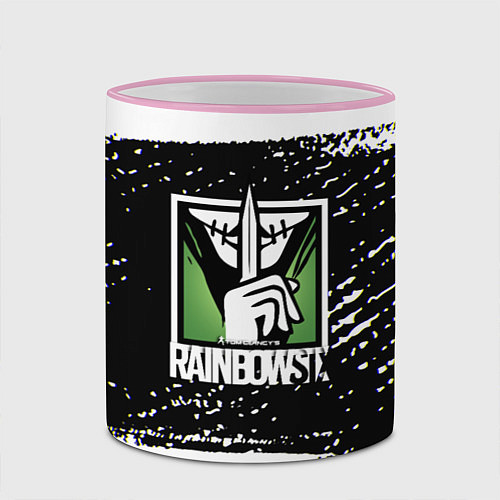 Кружка цветная Rainbow six краски штрихи / 3D-Розовый кант – фото 2