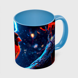 Кружка 3D Снигирь и молнии, цвет: 3D-белый + небесно-голубой