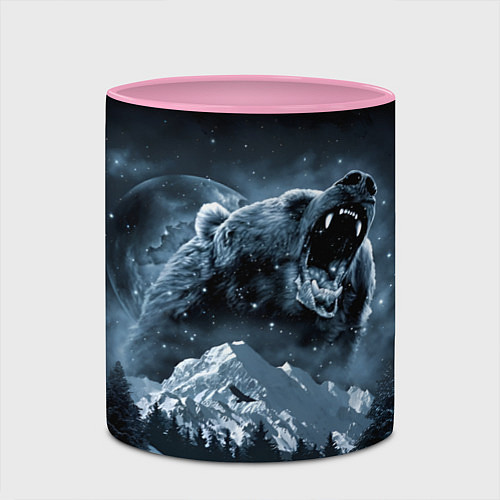Кружка цветная Медведь в зимнем лесу / 3D-Белый + розовый – фото 2