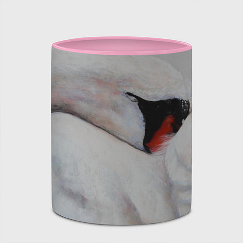 Кружка цветная Белый лебедь спит / 3D-Белый + розовый – фото 2