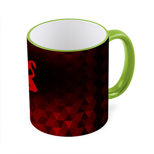 Кружка цветная Peugeot red poly / 3D-Светло-зеленый кант – фото 1
