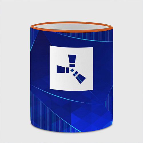Кружка цветная Rust blue poly / 3D-Оранжевый кант – фото 2