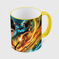 Кружка 3D Гарри Поттер и волшебный мир, цвет: 3D-желтый кант