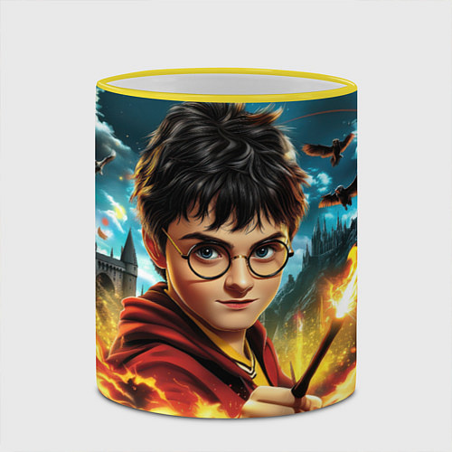 Кружка цветная Гарри Поттер и волшебный мир / 3D-Желтый кант – фото 2