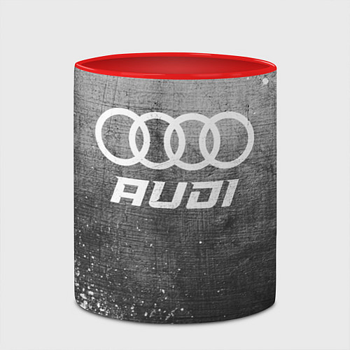 Кружка цветная Audi - grey gradient / 3D-Белый + красный – фото 2