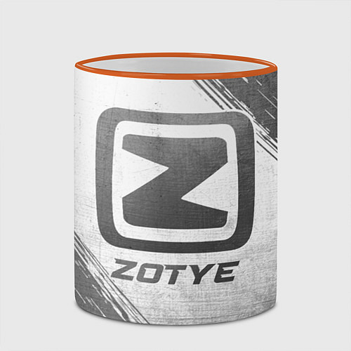 Кружка цветная Zotye - white gradient / 3D-Оранжевый кант – фото 2
