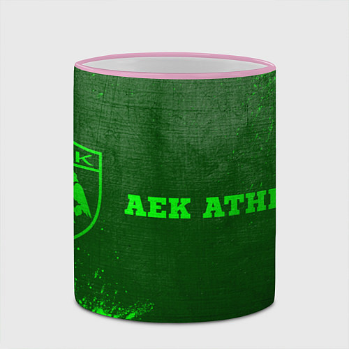 Кружка цветная AEK Athens - green gradient по-горизонтали / 3D-Розовый кант – фото 2