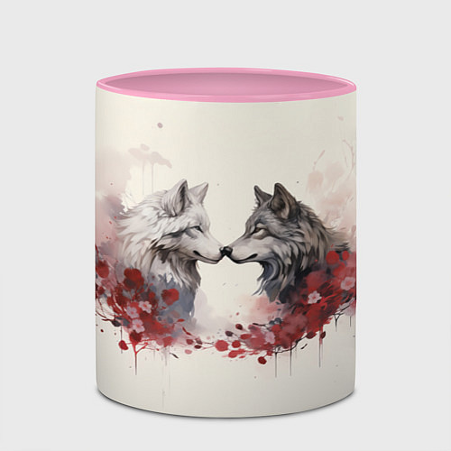 Кружка цветная Wolfs love / 3D-Белый + розовый – фото 2