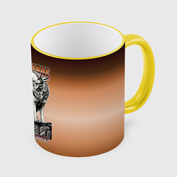 Кружка 3D Волки с надписью, цвет: 3D-желтый кант