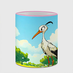 Кружка 3D Аист в лесу, цвет: 3D-розовый кант — фото 2