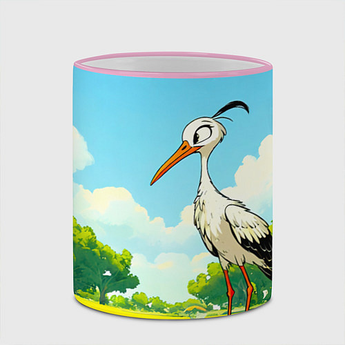 Кружка цветная Аист в лесу / 3D-Розовый кант – фото 2