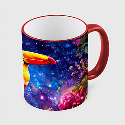Кружка 3D Тукан в космосе, цвет: 3D-красный кант