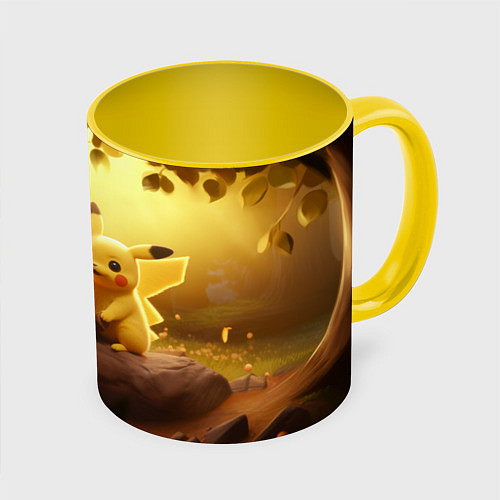 Кружка цветная Милые покемоны / 3D-Белый + желтый – фото 1
