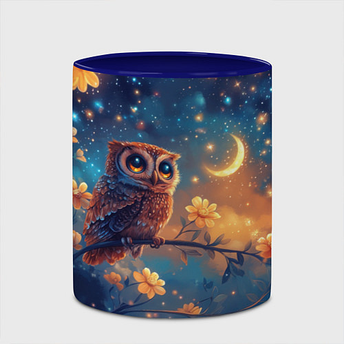Кружка цветная Сова на ветке / 3D-Белый + синий – фото 2