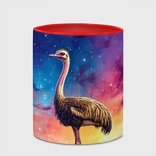 Кружка цветная Страус и звездное небо / 3D-Белый + красный – фото 2