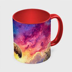 Кружка 3D Страус и звездное небо, цвет: 3D-белый + красный
