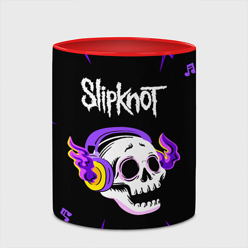 Кружка цветная Slipknot неоновый череп / 3D-Белый + красный – фото 2