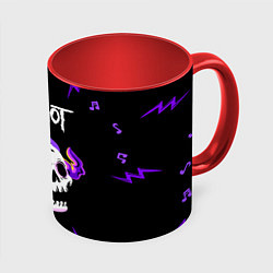 Кружка 3D Slipknot неоновый череп, цвет: 3D-белый + красный