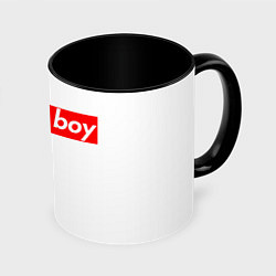 Кружка 3D A real sigma boy merch meme надпись из песни в тик, цвет: 3D-белый + черный