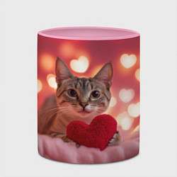 Кружка 3D Котик с сердечком, цвет: 3D-белый + розовый — фото 2