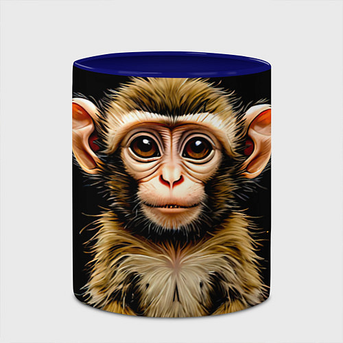 Кружка цветная Малыш макаки / 3D-Белый + синий – фото 2