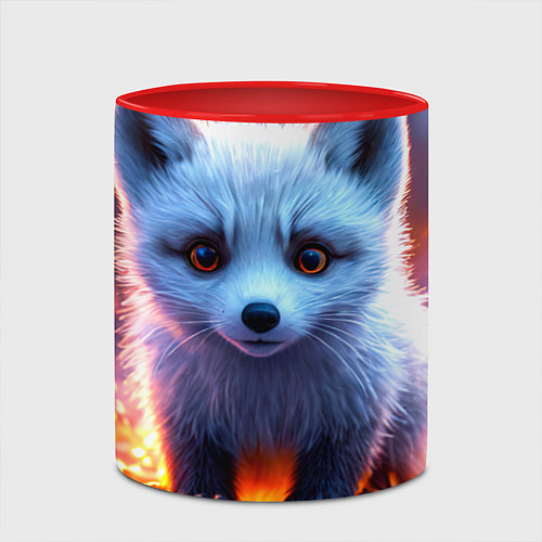Кружка цветная Песец в искрах / 3D-Белый + красный – фото 2