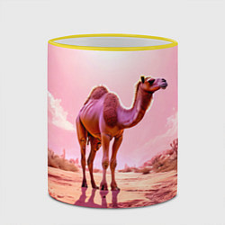 Кружка 3D Верблюд в розовой пустыне, цвет: 3D-желтый кант — фото 2
