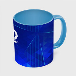 Кружка 3D God of War blue poly, цвет: 3D-белый + небесно-голубой