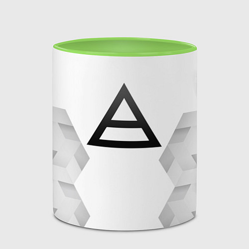 Кружка цветная Thirty Seconds to Mars white poly / 3D-Белый + светло-зеленый – фото 2