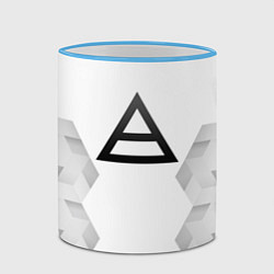 Кружка 3D Thirty Seconds to Mars white poly, цвет: 3D-небесно-голубой кант — фото 2