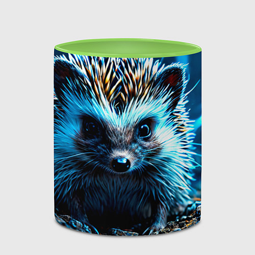 Кружка цветная Ежик в разрядах молний / 3D-Белый + светло-зеленый – фото 2