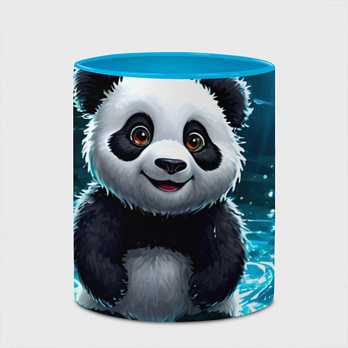 Кружка цветная Панда в колодце / 3D-Белый + небесно-голубой – фото 2