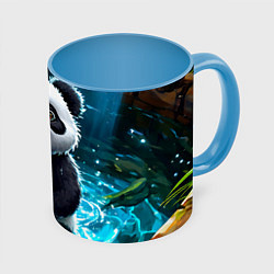 Кружка 3D Панда в колодце, цвет: 3D-белый + небесно-голубой