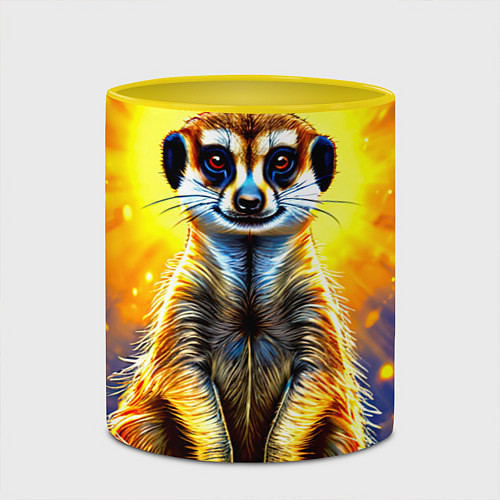 Кружка цветная Сурикат в яркиз лучах солнца / 3D-Белый + желтый – фото 2