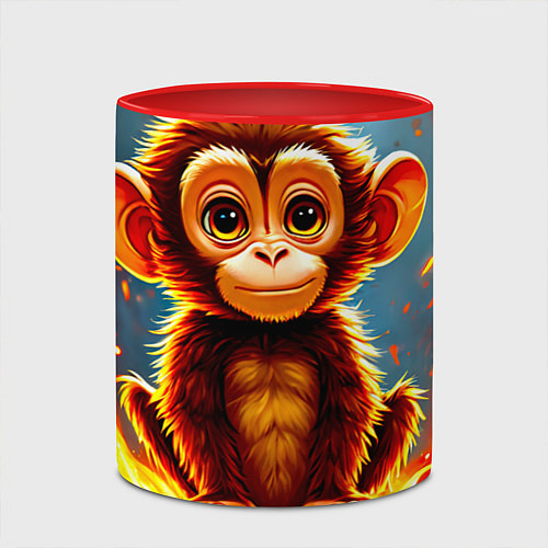 Кружка цветная Обезьянка в огне / 3D-Белый + красный – фото 2