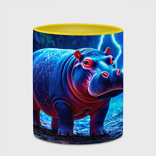 Кружка цветная Бегемот в разрядах молний / 3D-Белый + желтый – фото 2