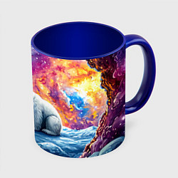 Кружка 3D Белый медведь и звездное небо, цвет: 3D-белый + синий