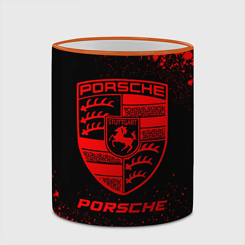 Кружка цветная Porsche - red gradient / 3D-Оранжевый кант – фото 2