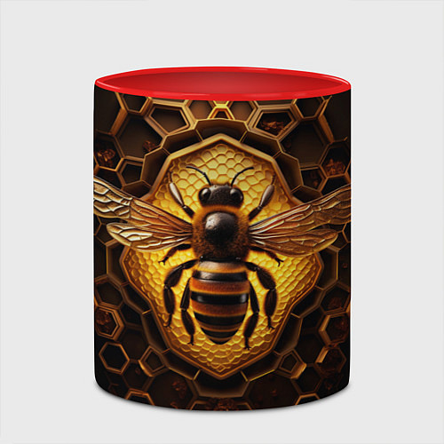 Кружка цветная Золотая пчела / 3D-Белый + красный – фото 2