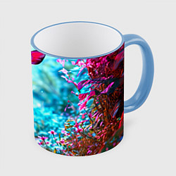 Кружка 3D Олененок в сказочном лесу, цвет: 3D-небесно-голубой кант