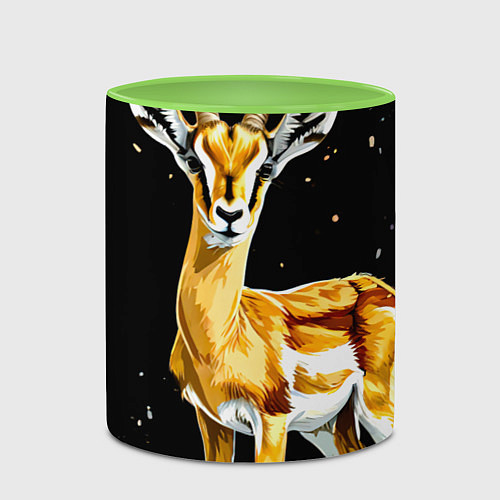 Кружка цветная Газель на черном / 3D-Белый + светло-зеленый – фото 2