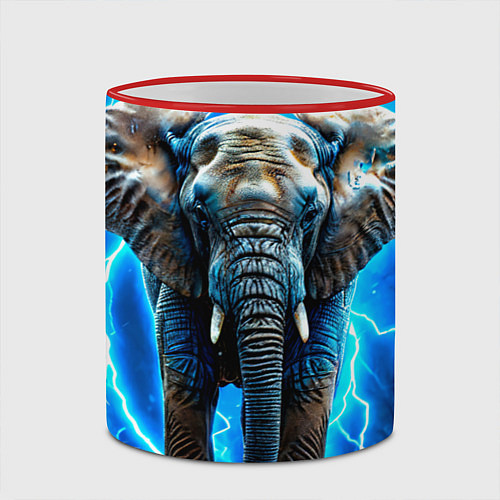 Кружка цветная Слон в разрядах солнии / 3D-Красный кант – фото 2