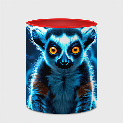 Кружка цветная Лемур и удар молнии / 3D-Белый + красный – фото 2