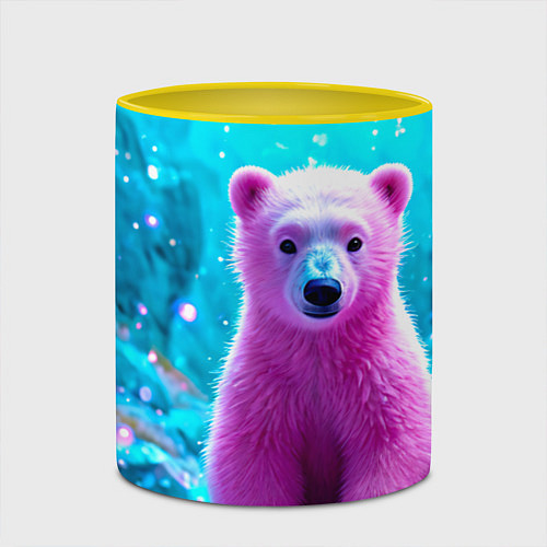 Кружка цветная Белый розовый медведь / 3D-Белый + желтый – фото 2