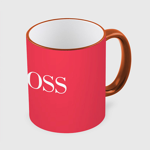 Кружка цветная Леди босс - главная в парне / 3D-Оранжевый кант – фото 1