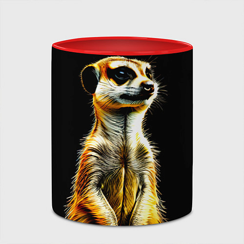 Кружка цветная Сурикат на черном / 3D-Белый + красный – фото 2